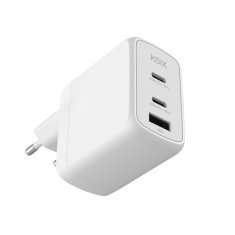 Ksix Gan ultrabrzi zidni punjač 65W PD & PPS, 2 x USB-C + 1 x USB-A, bijeli