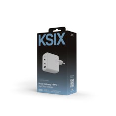 Ksix Gan ultrabrzi zidni punjač 65W PD & PPS, 2 x USB-C + 1 x USB-A, bijeli