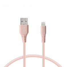 Ksix Kabel za prijenos podataka, Soft, USB-A na lightning, 1.0m, rozi