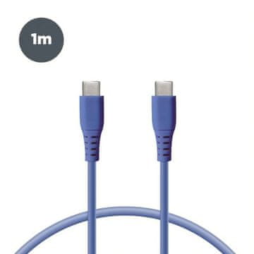 Ksix Kabel za prijenos podataka, Soft, USB-C na USB-C, 1.0m, plavi