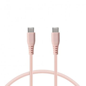 Ksix Kabel za prijenos podataka, Soft, USB-C na USB-C, 1.0m, rozi