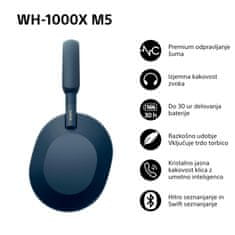 Sony WH-1000XM5 model 2022 slušalice, plava
