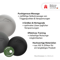 Massage ball, set od 3 masažne loptice za preciznu samomasažu i tretman