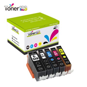 Toner123 Komplet Canon PGI-520 + 4× CLI-521 / Canon PIXMA MP540, MP550, MP560, MP620, MP630, MP640, MP980, MP990, MX860, MX870 zamjenske tinte (5) - crna, crna foto, cijan, magenta, žuta