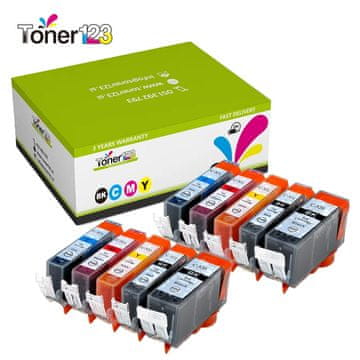 Toner123 Komplet Canon 2×PGI-520 + 8×CLI-521 / Canon PIXMA MP540, MP550, MP560, MP620, MP630, MP640, MP980, MP990, MX860, MX870 zamjenske tinte (10) - 2× crna, 2× crna foto, 2× cijan, 2× magenta, 2× žuta