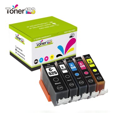 Toner123 Komplet Canon PGI-525BK + 4× CLI-526 / Canon pixma iP-4850, 4950/ IX-6550/ MG-5150, 5250, 5350, 5350S, 6150, 6250, 8150, 8250/ MX-715, 885, 895 zamjenske tinte (5) - crna, crna, cijan, magenta, žuta