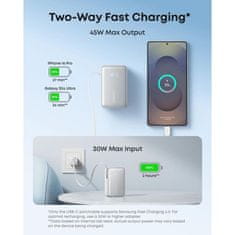 Anker Nano Power Bank 10000 mAh, 45W s ugrađenim USB-C kabelom, bijeli