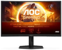 AOC CQ27G4X gaming monitor, 68,58 cm, QHD, VA, 180 Hz, zakrivljeni
