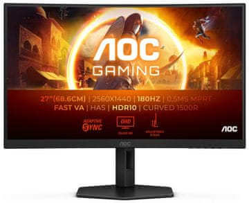 AOC CQ27G4X gaming monitor, 68,58 cm, QHD, VA, 180 Hz, zakrivljeni