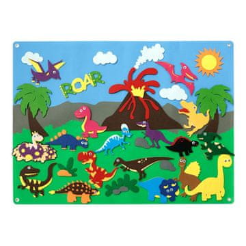 JOJOY® Set za učenje s filcanim naljepnicama, interaktivna ploča za djecu (Dinosauri, 30 naljepnica + podloga) | FELTLAND