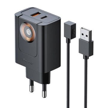 Mcdodo McDodo CH-3700 2u1 USB-C+A punjač 30W, crni, za brzo punjenje tri uređaja