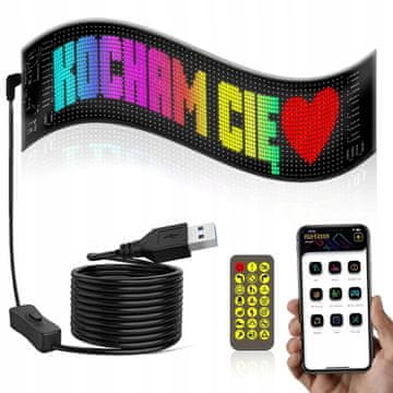 Dexxer Fleksibilni LED RGB zaslon za billboard USB 59cm aplikacija