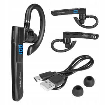 Krüger&Matz Bežične Bluetooth 5.2 auto slušalice s baterijom LCD K16 crne