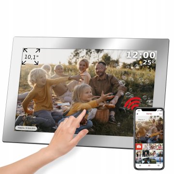 Krüger&Matz Digitalni okvir za fotografije osjetljiv na dodir FRAMEO Wi-Fi zvučnik 10,1” s ogledalom + aplikacija