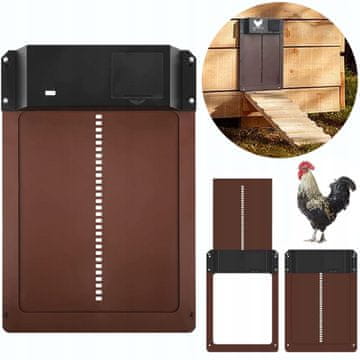 Dexxer Elektronička automatska vrata kokošinjca sa senzorom za sumrak 35x24cm smeđa