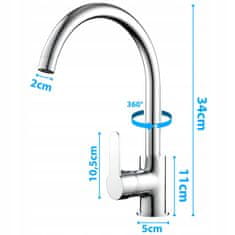 Dexxer Jednoručna kromirana kuhinjska slavina, okretna za 360°