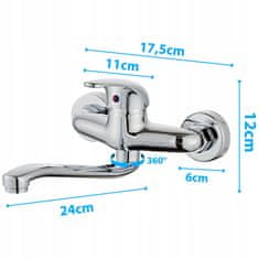 Dexxer Kromirana jednoručna zidna miješalica za umivaonik s okretom od 360°