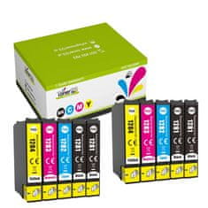 Toner123 Komplet Epson T1281 +T1282 + T1283 + T1284 zamjenske tinte (10) - 4× crna, 2× cijan, 2× magenta, 2× žuta