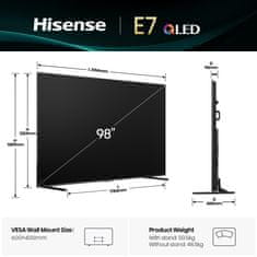 Hisense 98E7Q QLED TV, 248 cm, Pametni TV
