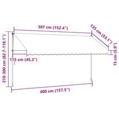 Vidaxl Tenda na ručno uvlačenje 400 cm krem