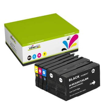 Toner123 Komplet HP 953XL / OfficeJet Pro 7740, 8210, 8218, 8710, 8715, 8720, 8725, 8730, 8740 zamjenske tinte (5) - 2x crna XL, cijan XL, magenta XL, žuta XL