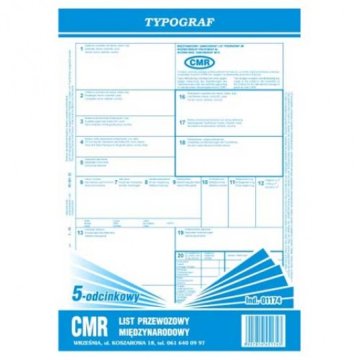 CMR tovarni list s 5 dijelova A4 formata