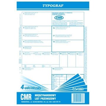 CMR tovarni list od 4 dijela A4 formata