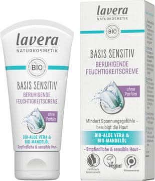 Lavera BASIS SENSITIV Łagodzący krem nawilżający z bio-aloesem i bio-olejem migdałowym (neutralny zapachowo)