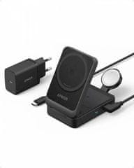 MagGo 3u1 sklopiva bežična stanica, adapter, kabel, 15 W, crna (B2557311)