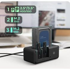 IcyBox IB-2924MSCL-C31 priključna i klonirajuća postaja za M.2 NVMe SSD & 2,5/3,5 SATA SSD/HDD
