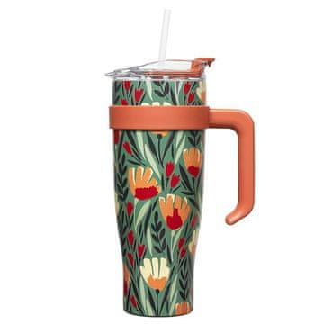 Intesi Fleur termos šalica 1,2 l s ručkom i slamkom, zelena