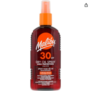 Malibu Vodootporni suhi uljni sprej za sunčanje, veganski, SPF 30, Malibu, 200 ml