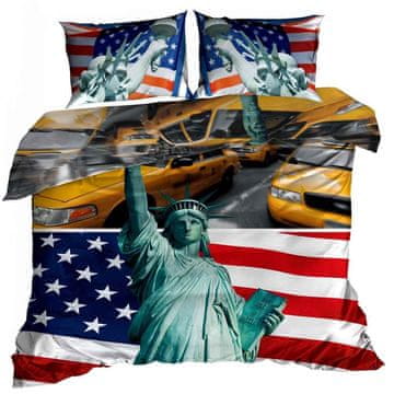 3D posteljina od pamučnog satena 160x200cm Američka zastava