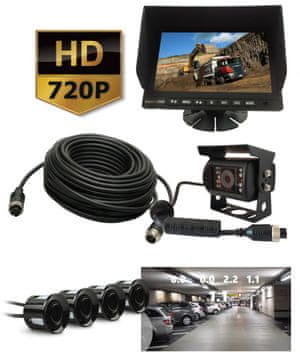 Ert Set: AHD 7 monitor + 720P kamera + 10m kabel + 4-pinski 720P video senzori za vožnju unatrag