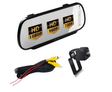 Ert Auto monitor s punim ogledalom AHD LCD 7 FULLHD + Kamera metalno kućište AHD720P ispod registarske pločice