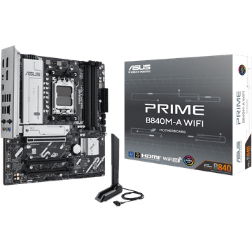 ASUS PRIME B840M-A WIFI AM5 mATX matična ploča - AMD B840, 4xDDR5, 3xM.2, 4xSATA, 2.5Gb LAN, WiFi 6E, BT, 2xDP, 1xHDMI, Aura Sync