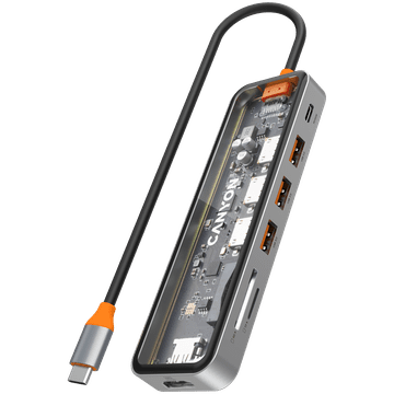 Canyon hub DS-13 7u1 4k USB-C Transparent Space Grey