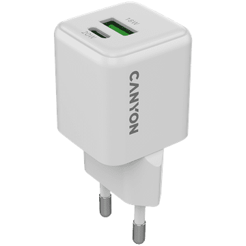 Canyon punjač CU20AC GaN 20W 1xPD 1xQC EU bijeli