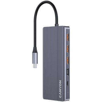 Canyon DS-16 - Hub 13u1, 4k, USB-C, sivi