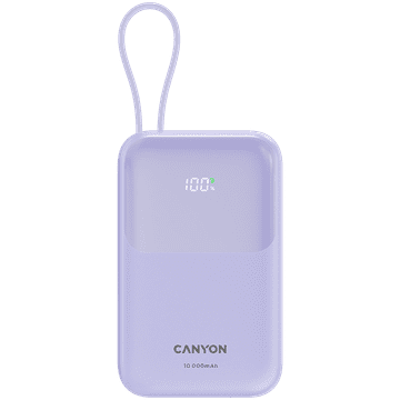 Canyon prijenosna baterija OnPower 101 s ugrađenim kabelom 10000 mAh PD22.5W, ljubičasta