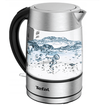 TEFAL KI772D Električni kuhalo za vodu 2400 W 1,7 L Staklo 360° rotirajuća baza Nehrđajući čelik/Crna