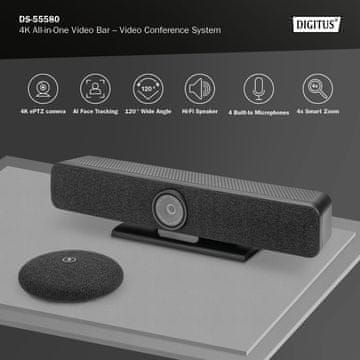 Digitus 4K višenamjenski video bar Pro - sustav za video konferencije | DS-55580