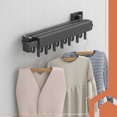 Ruhhy Sklopivi aluminijski zidni stalak za sušenje odjeće 127 cm crni