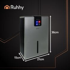 Ruhhy LED RGB 90W odvlaživač zraka i upijač vlage LCD 2200ml srebrni
