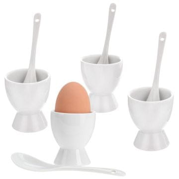 Excellent Houseware Čašice za jaja sa žličicama, bijeli porculan, 4 kom.