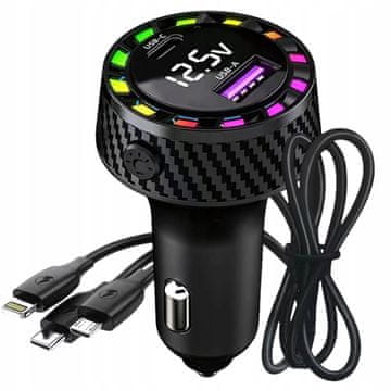 Verkgroup LED RGB 45W auto punjač 12-24V 2x USB Type-C Lightning