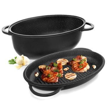 Orion Granitna pekača s poklopcem 2u1 GRANDE 10 l, 43x28 cm