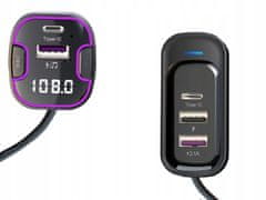 Verkgroup Auto FM odašiljač i Bluetooth punjač 3x USB 12-24V LED RGB