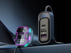 Verkgroup Auto FM odašiljač i Bluetooth punjač 3x USB 12-24V LED RGB