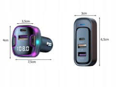 Verkgroup Auto FM odašiljač i Bluetooth punjač 3x USB 12-24V LED RGB